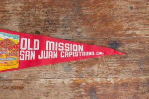 Old Mission San Juan Capistrano California Red Felt Pennant Vintage Wall Decor - Eagle's Eye Finds