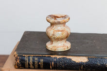 Load image into Gallery viewer, Small Marble Pedestal Brown Vintage Stone Crystal Egg or Sphere Stand - Eagle&#39;s Eye Finds
