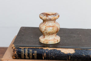 Small Marble Pedestal Brown Vintage Stone Crystal Egg or Sphere Stand - Eagle's Eye Finds