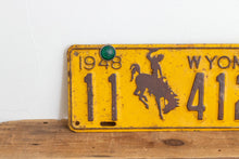 Load image into Gallery viewer, Wyoming 1948 License Plate Pair Vintage Wall Hanging Decor - Eagle&#39;s Eye Finds
