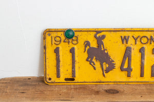Wyoming 1948 License Plate Pair Vintage Wall Hanging Decor - Eagle's Eye Finds
