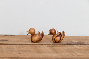Wooden Duck Figurines Vintage Wood Shelf Decor - Eagle's Eye Finds