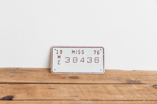 Mississippi 1976 Motorcycle License Plate Vintage Wall Hanging Decor - Eagle's Eye Finds