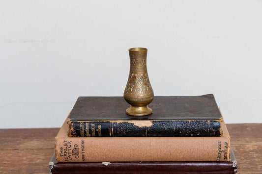 Ornate Little Brass Vase Vintage Incense Holder - Eagle's Eye Finds