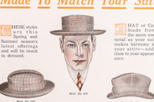 Load image into Gallery viewer, Hat Sample Fabric Advertising Ephemera Vintage 1916 Tailoring Ad Sign - Eagle&#39;s Eye Finds
