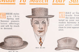 Hat Sample Fabric Advertising Ephemera Vintage 1916 Tailoring Ad Sign - Eagle's Eye Finds