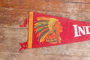 Indian River Michigan Felt Pennant Vintage Red Native American Wall Decor - Eagle's Eye Finds