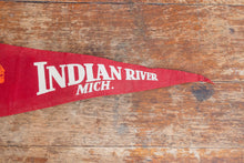 Load image into Gallery viewer, Indian River Michigan Felt Pennant Vintage Red Native American Wall Decor - Eagle&#39;s Eye Finds
