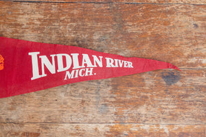 Indian River Michigan Felt Pennant Vintage Red Native American Wall Decor - Eagle's Eye Finds