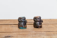 Load image into Gallery viewer, Totem Salt and Pepper Shakers Vintage Copper Metal Table Decor - Eagle&#39;s Eye Finds
