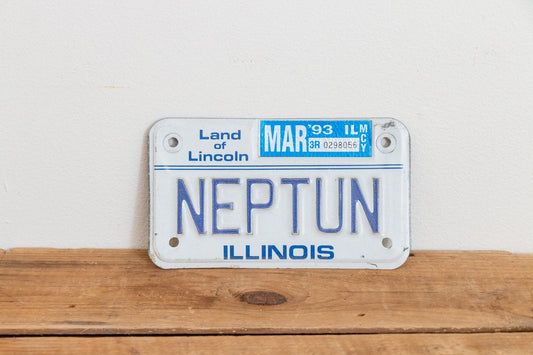 NEPTUNE Illinois 1993 Motorcycle Vanity License Plate Vintage Wall Hanging Decor - Eagle's Eye Finds