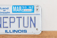 Load image into Gallery viewer, NEPTUNE Illinois 1993 Motorcycle Vanity License Plate Vintage Wall Hanging Decor - Eagle&#39;s Eye Finds
