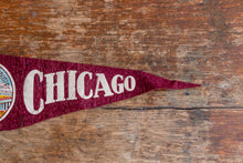 Load image into Gallery viewer, Chicago Maroon Felt Pennant Vintage Illinois Wall Hanging Decor - Eagle&#39;s Eye Finds
