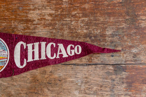 Chicago Maroon Felt Pennant Vintage Illinois Wall Hanging Decor - Eagle's Eye Finds