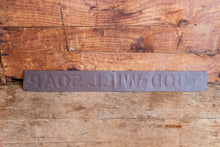 Load image into Gallery viewer, Good-Will Soap Sign Vintage Yellow Tin Farmhouse Decor - Eagle&#39;s Eye Finds
