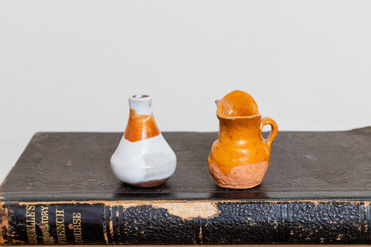 Mini White and Tan Vases Vintage Ceramic Decor - Eagle's Eye Finds