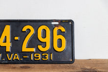 Load image into Gallery viewer, West Virginia 1931 License Plate Vintage Black Wall Hanging Decor - Eagle&#39;s Eye Finds
