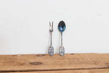 Load image into Gallery viewer, Tea Serving Utensils Vintage Silver Plated Jam Spoon and Lemon Fork - Eagle&#39;s Eye Finds
