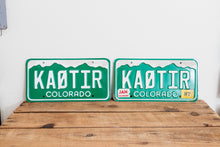 Load image into Gallery viewer, Colorado 1987 Amateur Radio License Plate Pair Vintage HAM Radio Wall Hanging Decor - Eagle&#39;s Eye Finds
