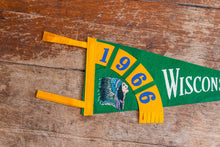 Load image into Gallery viewer, Wisconsin Dells 1966 Green Felt Pennant Vintage Wall Hanging Decor - Eagle&#39;s Eye Finds
