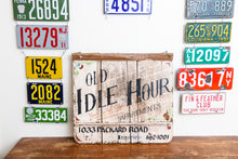 Load image into Gallery viewer, Chippy White Wooden Trade Sign Vintage Idle Hour Apartments Rustic Farmhouse Decor - Eagle&#39;s Eye Finds
