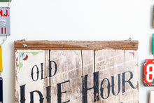 Load image into Gallery viewer, Chippy White Wooden Trade Sign Vintage Idle Hour Apartments Rustic Farmhouse Decor - Eagle&#39;s Eye Finds
