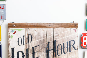 Chippy White Wooden Trade Sign Vintage Idle Hour Apartments Rustic Farmhouse Decor - Eagle's Eye Finds