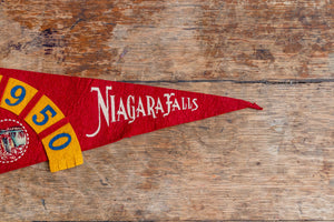 1950 Niagara Falls Red Felt Pennant Vintage Travel Wall Decor - Eagle's Eye Finds