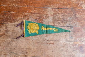 Porcupine Mountains Michigan Felt Pennant Vintage Green Native American Wall Decor - Eagle's Eye Finds