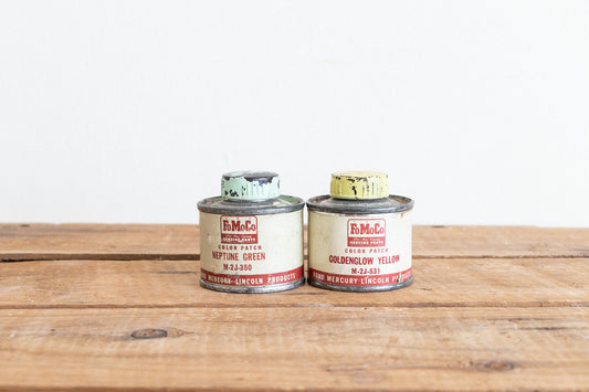 Ford FoMoCo Paint Cans Vintage Car Color Patch Cans Mint Green and Yellow - Eagle's Eye Finds