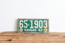 Load image into Gallery viewer, Kansas 1942 Sunflowers License Plate Green Vintage Wall Hanging Decor - Eagle&#39;s Eye Finds
