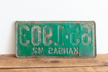 Load image into Gallery viewer, Kansas 1942 Sunflowers License Plate Green Vintage Wall Hanging Decor - Eagle&#39;s Eye Finds

