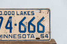 Load image into Gallery viewer, Minnesota 1954 666 License Plate Pair Vintage Wall Hanging Decor - Eagle&#39;s Eye Finds
