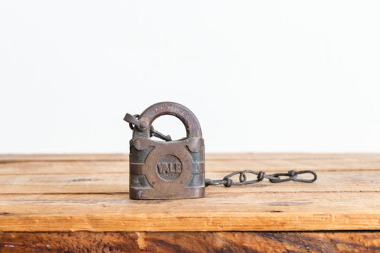 Yale Bell Systems Lock Vintage Bronze Lever and Tumbler Padlock - Eagle's Eye Finds