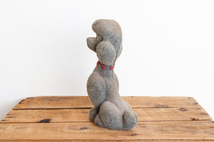 Fuzzy Cement Poodle Vintage Dog Statue Figure Doorstop - Eagle's Eye Finds