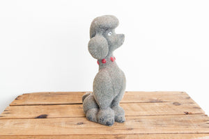 Fuzzy Cement Poodle Vintage Dog Statue Figure Doorstop - Eagle's Eye Finds