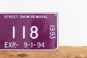 Detroit 1993 Snow Removal License Plate Vintage Purple Michigan Wall Hanging Decor - Eagle's Eye Finds