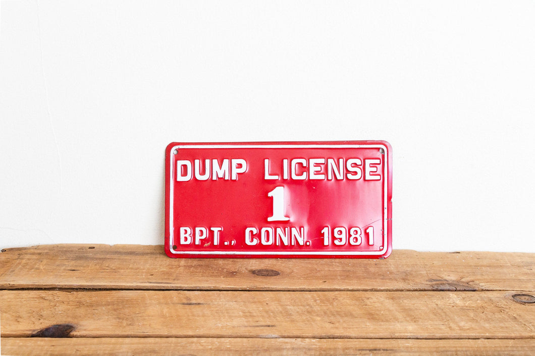 Connecticut 1981 Dump License Plate Vintage Red Wall Hanging Decor - Eagle's Eye Finds