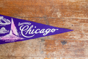 Chicago Felt Pennant Vintage Illinois Purple Wall Hanging Decor - Eagle's Eye Finds