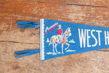Load image into Gallery viewer, West Hawk Lake Manitoba Blue Felt Pennant Vintage Canada Wall Decor - Eagle&#39;s Eye Finds
