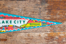 Load image into Gallery viewer, Lake City Michigan Felt Pennant Vintage Native American Wall Decor - Eagle&#39;s Eye Finds
