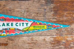 Lake City Michigan Felt Pennant Vintage Native American Wall Decor - Eagle's Eye Finds