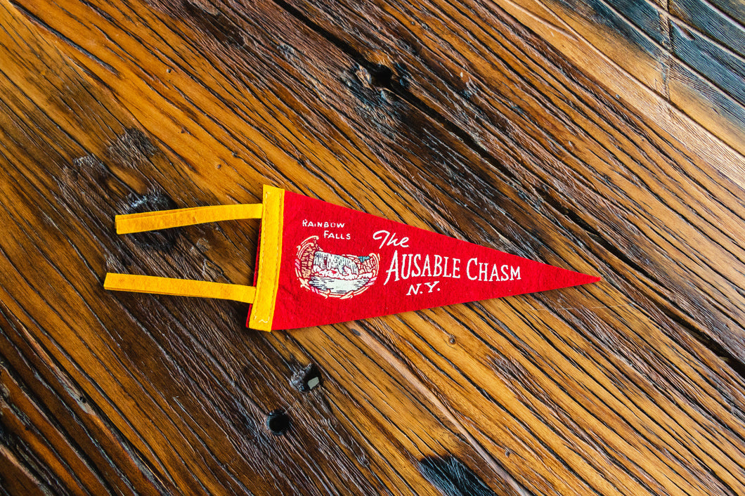 Ausable Chasm New York Felt Pennant Vintage Red Wall Decor - Eagle's Eye Finds