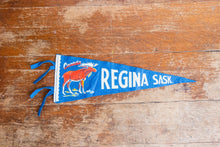 Load image into Gallery viewer, Regina Saskachewan Blue Felt Pennant Vintage Canada Wall Decor - Eagle&#39;s Eye Finds
