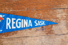 Load image into Gallery viewer, Regina Saskachewan Blue Felt Pennant Vintage Canada Wall Decor - Eagle&#39;s Eye Finds
