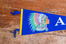Load image into Gallery viewer, Alpena Michigan Felt Pennant Vintage Blue Native American Wall Decor - Eagle&#39;s Eye Finds
