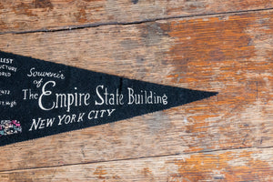 Empire State Building New York Black Felt Pennant Vintage - Eagle's Eye Finds