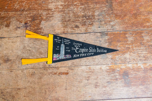 Empire State Building New York Black Felt Pennant Vintage - Eagle's Eye Finds