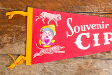 Load image into Gallery viewer, Red Circus Souvenir Felt Pennant Vintage Nursery Decor - Eagle&#39;s Eye Finds
