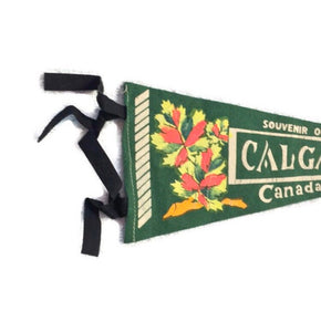 Calgary Canada Green Felt Pennant Vintage Travel Wall Decor - Eagle's Eye Finds